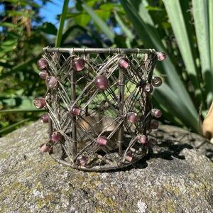 Purple Beaded Candle Holder